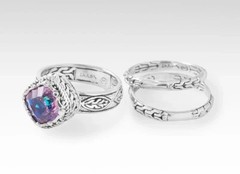 Sarda Light & Salvation Sz 10 Ring Set of 3 in Rainbow Sherbet Mystic Quartz #31
