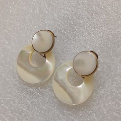 Vintage Rare Estate Find Mother of Pearl Post & Dangle Earrings For Pierced Ears