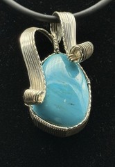 Handcrafted Natural Earth-Mined Turquoise Pendant set in Silver Filigree.
