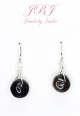 Iolite Dark Blue Roundel 8mm x 10mm Gemstone Earrings 925 Sterling Silver 1″