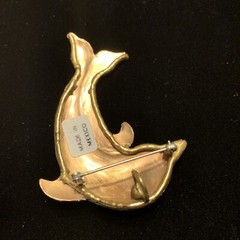 Artisan Copper Dolphin Brooch Pin Pendant Coastal Nautical Mexico