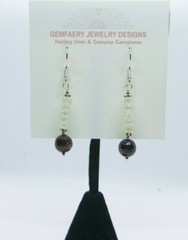 Sterling Silver GARNET & RAINBOW MOONSTONE Gemstone Earrings…Handmade USA