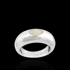 Size 6-925 Sterling Silver Large Oval Inset Band, White Opal, Handmade Oval…