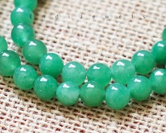 Natural Green Aventurine 8mm Beaded Gemstone Necklace, Handmade Necklace