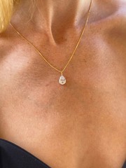 3ctw Pear shaped Diamond Jewelry 18k Yellow Gold Diamond Necklace Earrings
