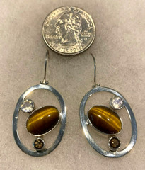 Sajen Oval Tiger Eye Drop Earrings Approx. 1 3/4 In. Long – 9.2 Grams