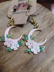 Handmade Pink Crescent Moon Cottage Core Vibe Stamped 925 14kt Plated