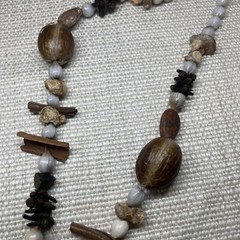 Handmade Natural Organic Material Necklace Shell Pod Seed Spice Nut Boho EUC