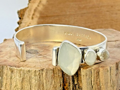 Lilly Barrack Sterling Silver Quartz 3 stone Modern Style Cuff Bracelet–295.26