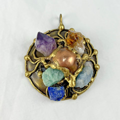 Raw Gemstone Amethyst Citrine Aquamarine Lapis Lazuli Celestite Pendant