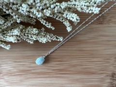 New! Aquamarine & Sterling Silver Pendant Necklace 17 to 19 in. Handmade – N381