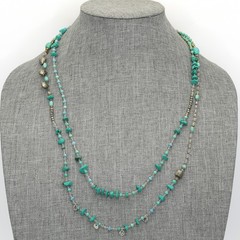 Silpada 54″ Sterling Brass Turquoise Howlite Pyrite STONE’S THROW Necklace N3122
