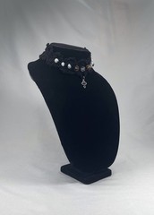 Vintage Handmade Goth Crochet Black White & Red Choker Necklace Set by Odythia