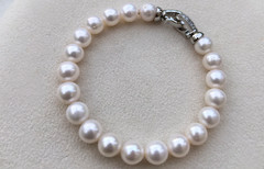 Natural Pearl AAAA7-8mm Japanese Pearl Bracelet 925s/7.5-8inch