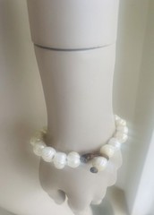 White Natural Pearl Bracelet on a Brown Cord Loop 6 3/4 inch Handmade Boho