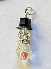 Handcrafted Swarovski Snowman, with crystal collar, wear as a Pendant or Charm
