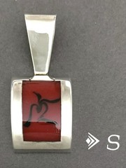 SILPADA Sterling Silver Large Inlaid RED JASPER Dome Pendant~#S0818~RETIRED!
