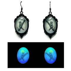 Raccoon and Moon Lime Aqua Blue Purple/Violet Glow in the Dark Earrings
