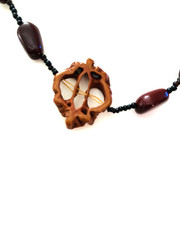 SW 24″ Petrified Brown Wood Bead Necklace with Fossil ,Tear Drop, & Seed Beads