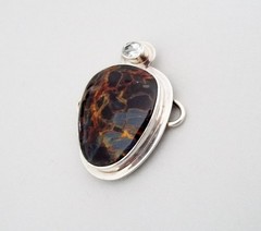TABRA STERLING SILVER AGATE Connector CHARM Signed