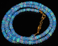 Sky Blue Opal 4-6mm Rondelle Beads Strand, Colorful Ethiopian Opal Necklace 18»