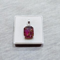 Beautiful RedCopper Quartz Gemstone Pendant Sterling Silver Handmade Cut Jewelry