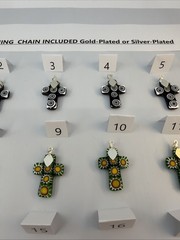 Murano Glass Millefiori Cross Necklace 925 Silver Bail Plated Chain (MC01)