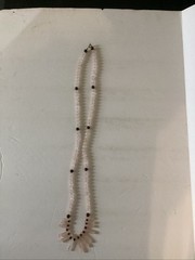 Vtg. Handmade Rose Quartz And Garnet 30” Necklace