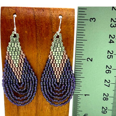 Hand Beaded Delica Bead Earrings Loop Fringe Sterling Ear Wires
