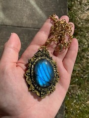 Huge Labradorite Pendant Necklace Handcrafted