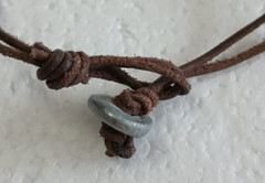 Vtg Leather Necklace Metal Cross Hippie on two stranded knotted 18″ when opened