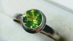 LOVELY UNTREATED NATURAL PERIDOT IN STERLING SILVER.925 RINGS SIZES 7.25-7.5,7-5