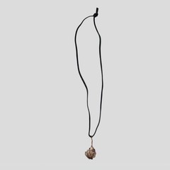 Raw Crystal Pendant Necklace Copper Wire Wrapped Stone 18″ Cord Boho Natural
