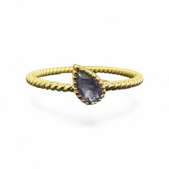 Blue Iolite Ring Gold Plated 925 Sterling Silver US Size 7 Stackable