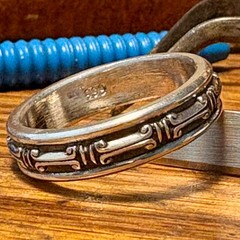 Greek Pillars Patterns Band Ring 999.Pure Fine Silver Bold, Pillars Design
