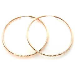 ITALY 14K Rose Gold Vermei HOOP Earrings-Rose Gold Over Solid Silver Hoops-2mm