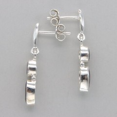 Faceted Red Drop and Round GARNET Post Earrings 925 STERLING SILVER #35-Pe