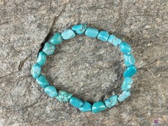 TURQUOISE Crystal Bracelet – Nugget Chip Beads – Beaded Handmade Jewelry, E2185