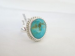 New Charles Albert 950 Fine Sterling Silver Kingman Turquoise Cable Ring