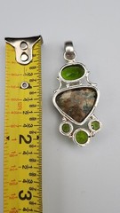 Jasper & Peridot Pendant In Sterling Silver 2.3″ Long