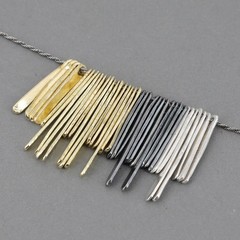 Retired Silpada Sterling Silver & Brass LET’S HANG OUT Fringe Necklace N3032