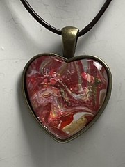 Acrylic Pour Heart Pendant On￼ A Leather Cord
