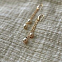 Freshwater Pearl Dangle Drop Earrings in Gold Tone, Bridal Jewelry, Gift for Her