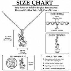 Baby Bunny Charm Necklace – Surgical Steel Charm & Rolo Chain – Lobster Clasp