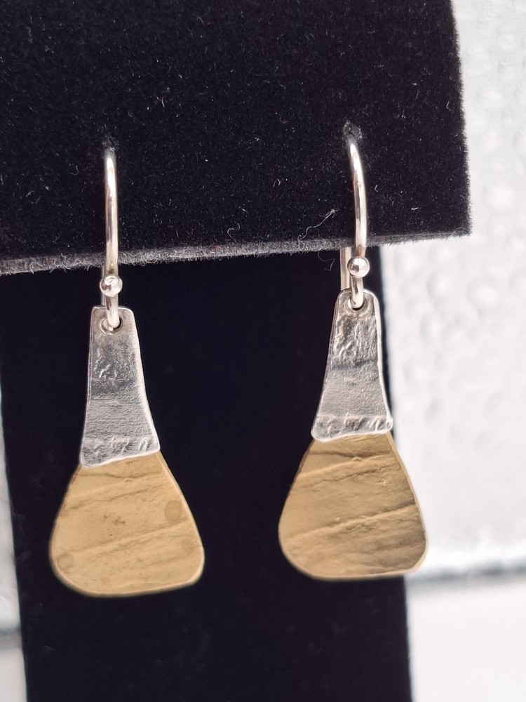 Silpada Combination Drop Earrings Two-Tone Sterling Silver Brass W3502 Israel