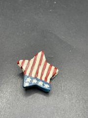 Vintage Star Pin Brooch Red White Blue Silver Patriotic Flag Theme 1.6″ LOC 2001