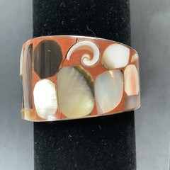 Mosaic Cuff Bracelet Inlayed With Various Natural Stones Artisanal Philippines