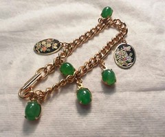 MaryBee Bracelet 7.5″ High Dome Green Glass Cabochon Charm 02-01-2022