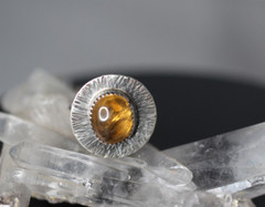 Golden Yellow Quartz Ring Cabochon Oval Gemstone 925 Sterling Silver Size 6.5