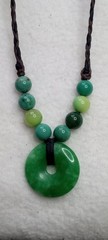Nephrite Jade hand braided and adjustable Necklace with Chrysoprase beads.